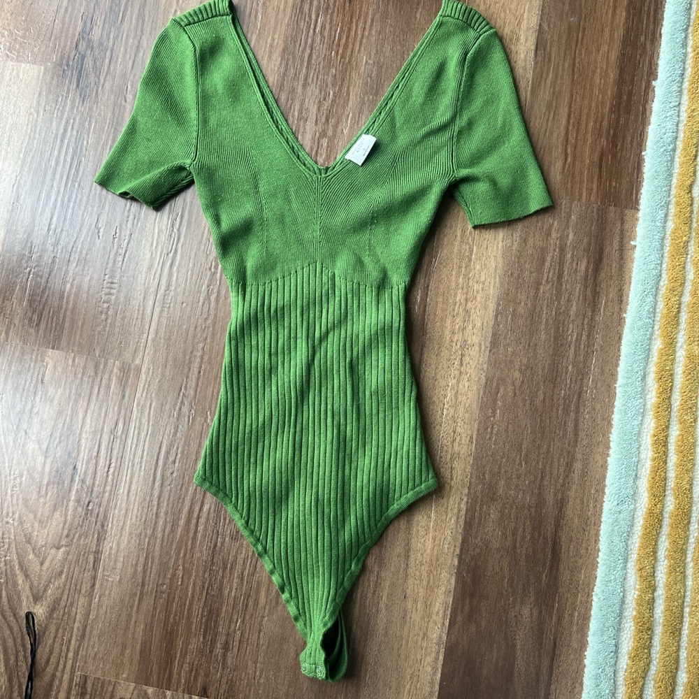 Abercrombie & Fitch green stretchy knitted bodysuit